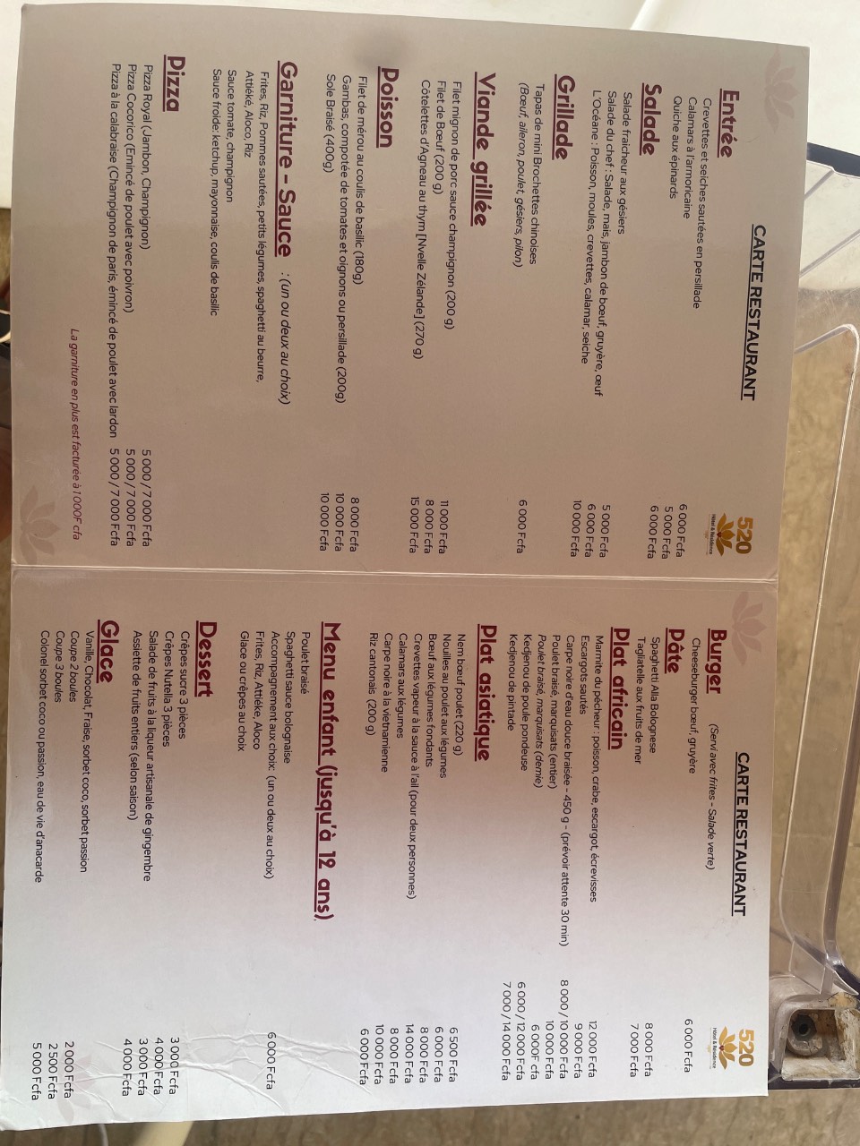 Menu de Le menu du jour